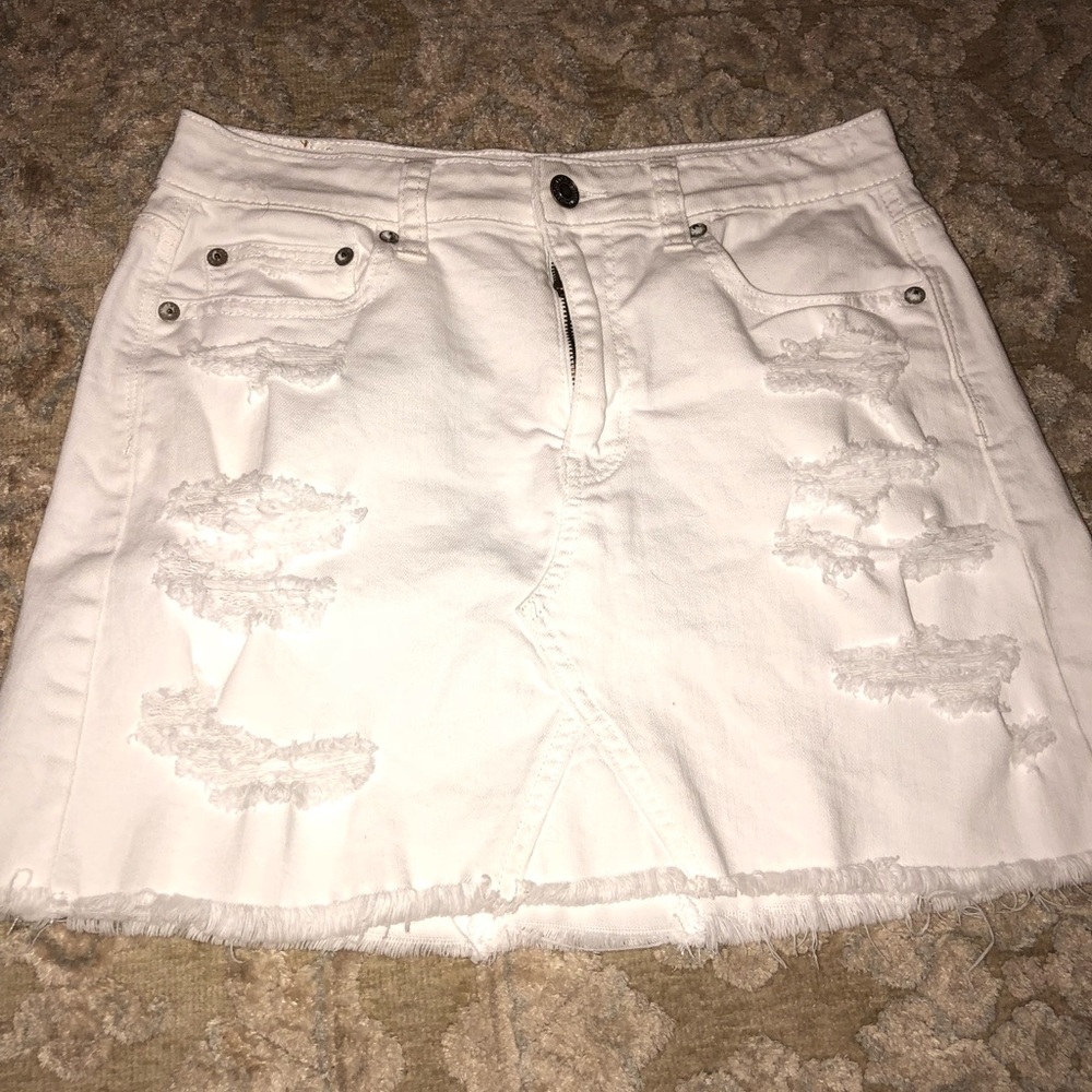 american eagle white denim skirt